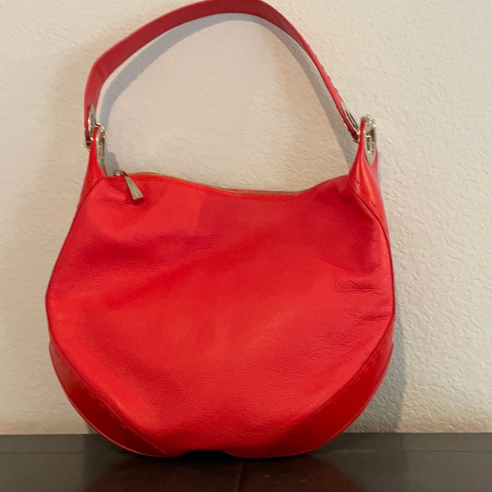 Never been worn Escada red leather hobo bag with silver hardware